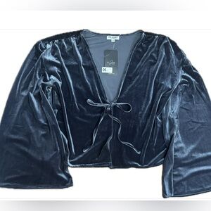 It’s Juliet Velvet Blue Grey Tie-Front Top renaissance fair